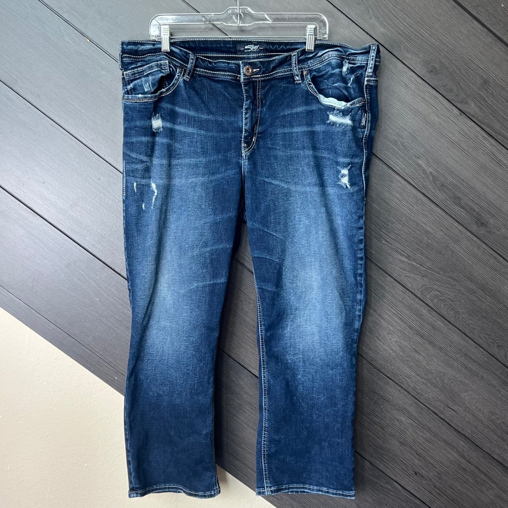 Silver Jeans Co Suki Capri Distressed Stretch Denim Jeans Plus Size 22 Y2K